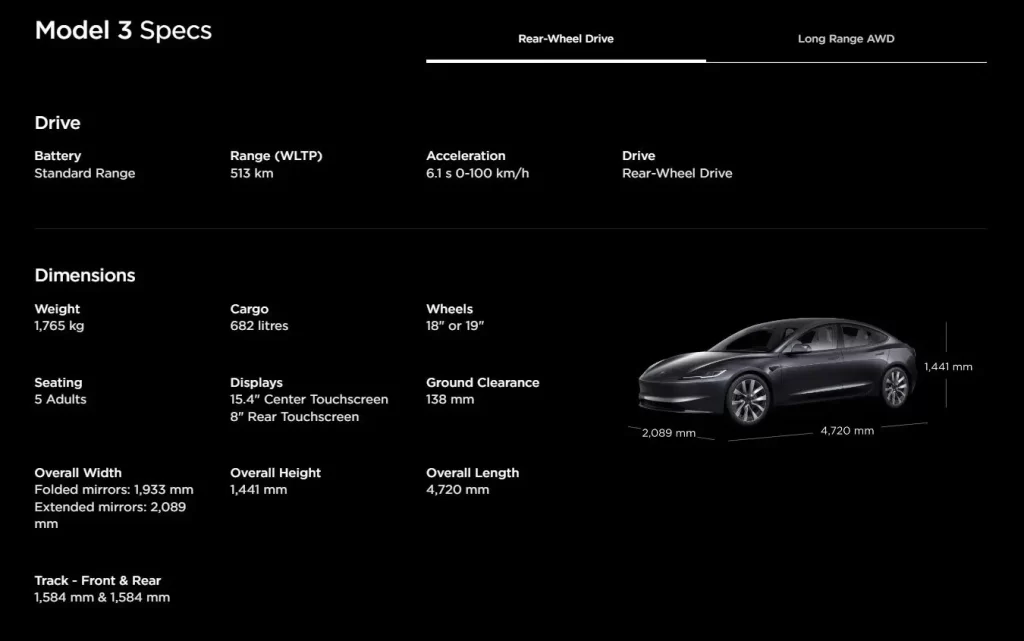 tesla model 3 detayları